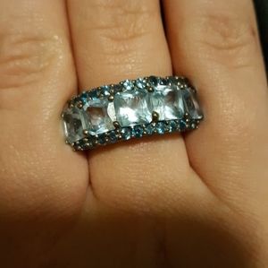 Blue crystal ring